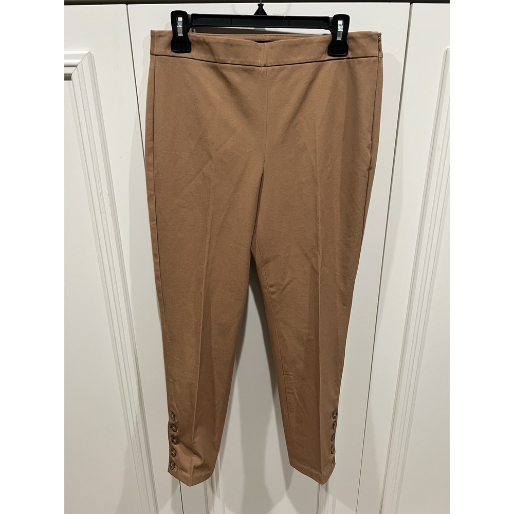 Talbots Women's Brown Chatham‎ Ankle Pants Size 8P Button Accent Heritage Preppy